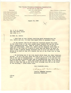 Letter from Young Women's Christian Association to W. E. B. Du Bois