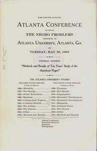 The tenth annual Atlanta Conference to Study the Negro Problem