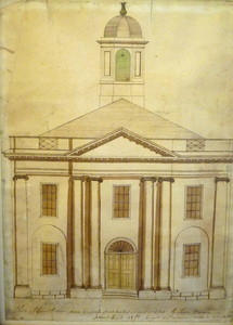 Lenox Library: front elevation from original plan for building