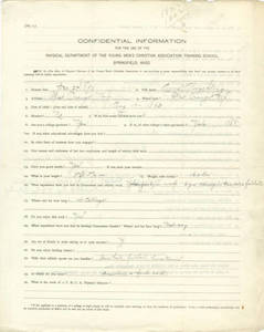 Amos Alonzo Stagg's YMCA Training School Application, 1890