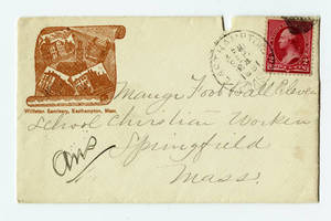 Envelope to a letter to Amos Alonzo Stagg from the Williston Seminary dated September 24, 1891