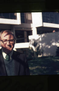 Henry Paar in front of Babson Library