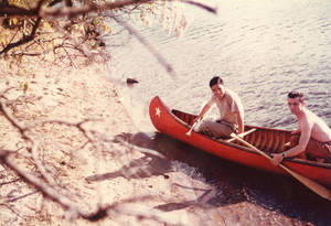 Masaharu Takakura in canoe, ca. 1955