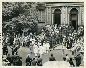 Hospital Unit No. 7 of the Boston City Hospital marches into the Church of the Immaculate Conception