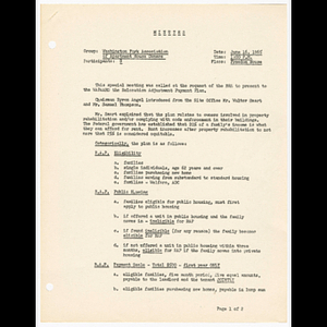 Minutes for Washington Park Association of Apartment House Owners meeting on June 16, 1965