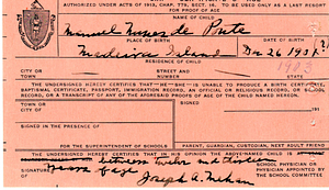 Manuel Ponte Physician's Certificate of Age