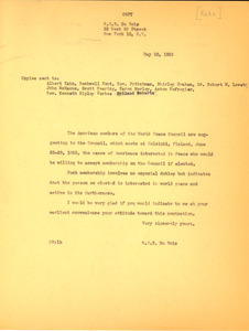 Circular letter from W. E. B. Du Bois to Albert Kahn et al.