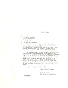 Letter from W. E. B. Du Bois to Frank Snowden