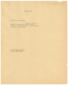 Memorandum from W. E. B. Du Bois to Rushton Coulborn