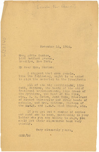 Letter from W. E. B. Du Bois to Addie Hunton
