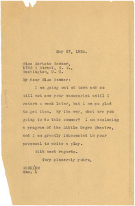 Letter from W. E. B. Du Bois to Marieta Bonner - Digital Commonwealth