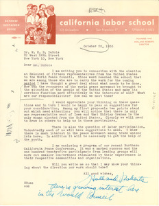 Letter from Holland Roberts to W. E. B. Du Bois