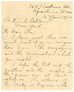 Letter from Maud Cuney-Hare to W. E. B. Du Bois