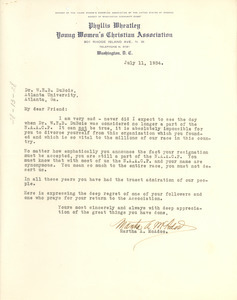 Letter from Martha A. McAdoo to W. E. B. Du Bois