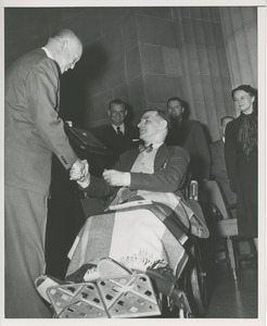Dwight D. Eisenhower presents Harry E. Smithson with the 1953 President's Trophy