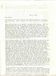 Correspondence from Lou Sullivan to Eldon Murray (May 2, 1985)