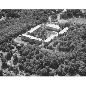 Brandeis University campus building and water tank, Waltham, MA