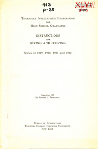 Thorndike Intelligence Examination for high school graduates: instructions for giving and scoring