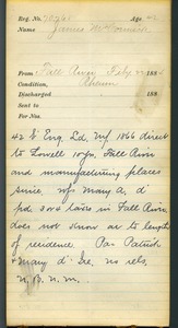 Tewksbury Almshouse Intake Record: McCormick, James