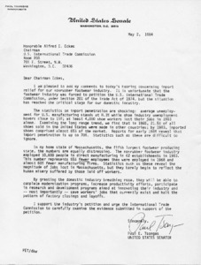Letter to Alfred E. Eckes from Paul E. Tsongas
