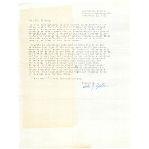 Letter, Joseph E. Killory, September 21, 1967.