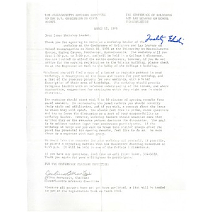 Letter, the conference of religious and lay leaders on school desegregation.