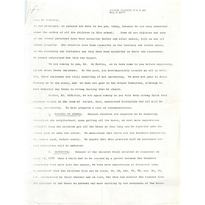 Letter, Principal DiMattia, May 6, 1975.