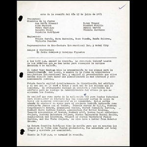 Acta de la reunion del dia 15 de julio de 1971.