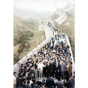 Crowds gathered on the Great Wall of China