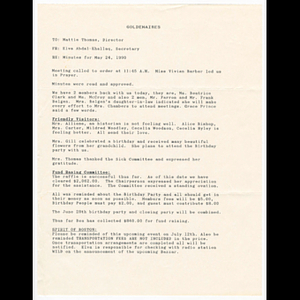 Minutes of Goldenaires meeting held April 19, 1990