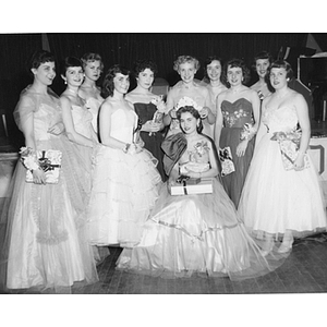 Homecoming queen and court at homecoming dance