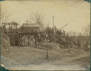 Quarry and derrick at Franklin Park, Roxbury, Mass., ca. 1887