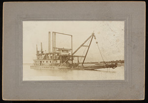 A close up view of the dredge Federal on the Cape Cod Canal