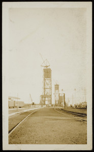 A view of early construction on the Cape Cod Canal railroad bridge