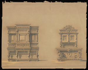 Watercolor -- Renaissance Revival-style Cabinets