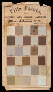 Villa Paints for outside and inside painting, manufactured only by Oliver Johnson & Co., Providence, Rhode Island