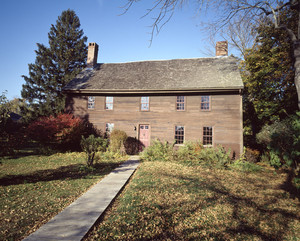 Exterior facade in fall, Coffin House, Newbury, Mass.