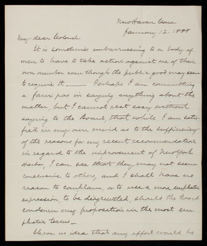 Walter McFarland to Thomas Lincoln Casey, January 12, 1888