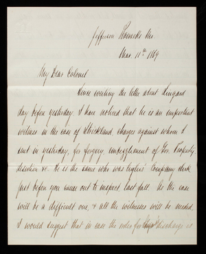 Peter C. Hains to Thomas Lincoln Casey, March 11, 1869