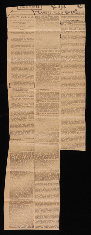 Newspaper clipping: Cooley's Case Again, November 20, 1890