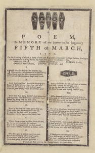 A Poem, in Memory of the (never to be forgotten) Fifth of March, 1770