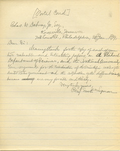Letter from Benjamin Smith Lyman to Charles W. Dabney