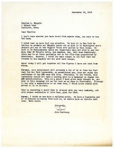 Letter from John Weilburg to Charles L. Whipple
