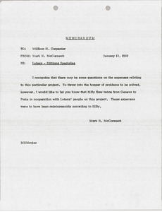 Memorandum from Mark H. McCormack to William H. Carpenter