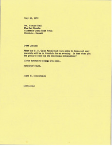 Letter from Mark H. McCormack to Claude Hall