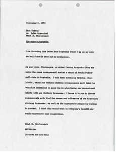 Memorandum from Mark H. McCormack to Jack Urlwin