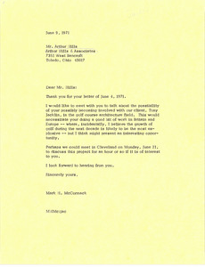 Letter from Mark H. McCormack to Arthur Hills