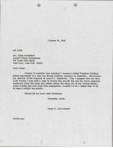 Letter from Mark H. McCormack to Jules Rosenthal