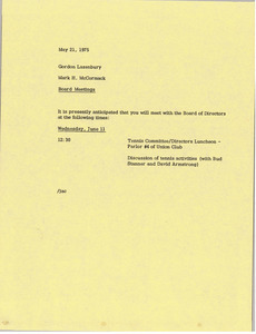 Memorandum from Mark H. McCormack to Gordon Lazenbury