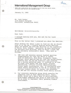 Letter from Mark H. McCormack to Jack Parker